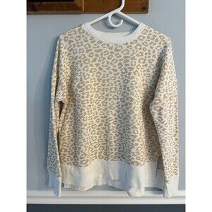 Time and Tru Leopard Print Sweatshirt Cream Tan Size M